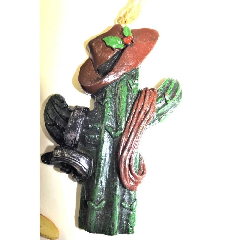 Set of three Southwestern ornaments - two cacti and one set of antlers 4 inches